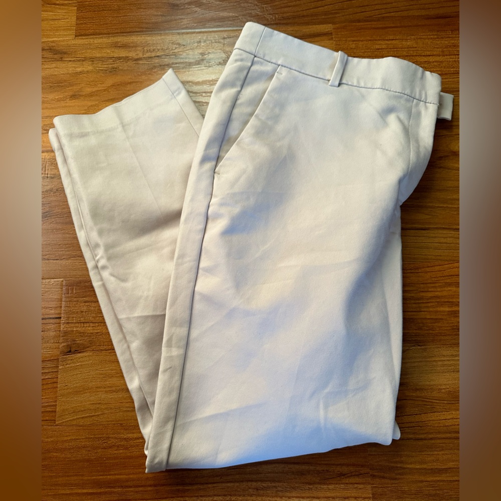 H&M cream high rise work pants